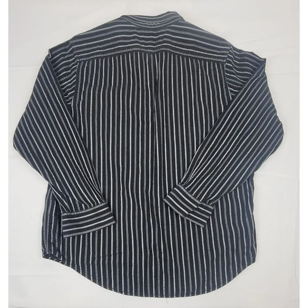 Harley Davidson Button Up Shirt‎ Mens Large. Vintage Black Striped Longsleeve.